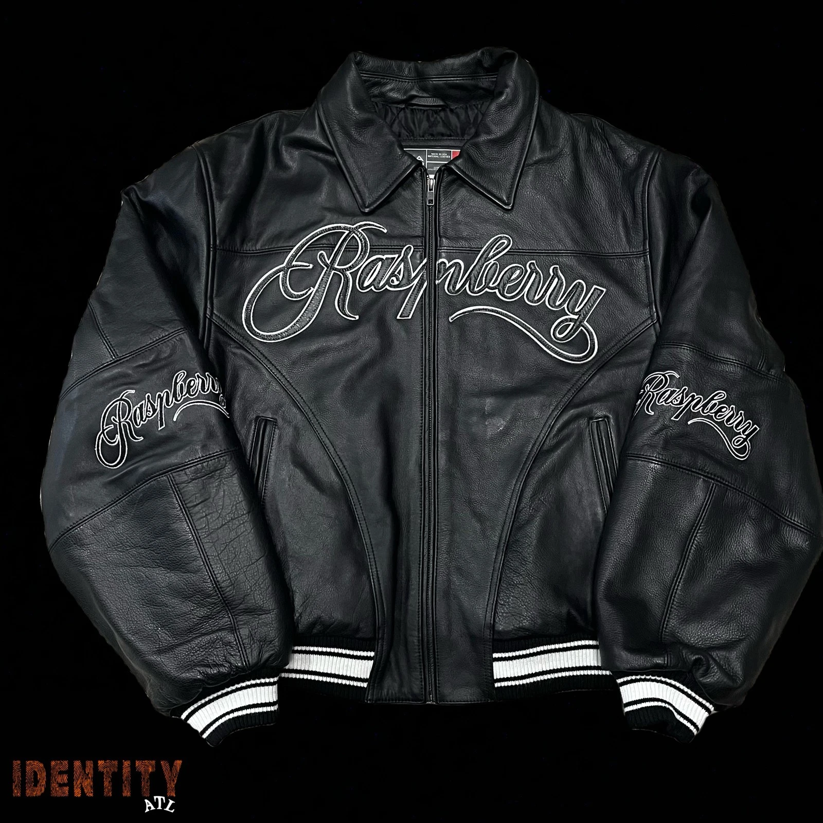 GV Gallery Raspberry "Black Leather Bomber" Jacket